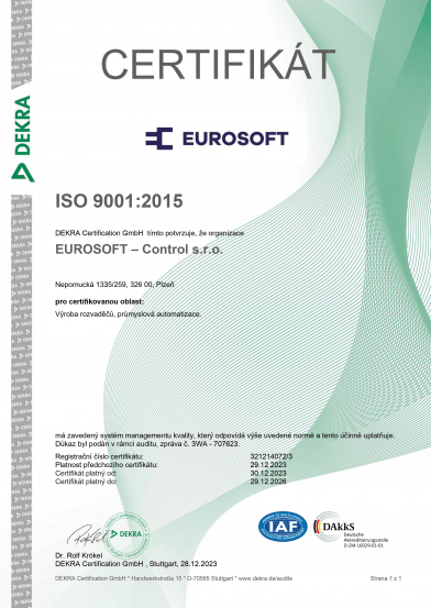 ISO 9001 tschechisch Zertifikat