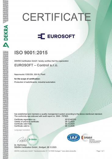 ISO 9001 englisch Zertifikat